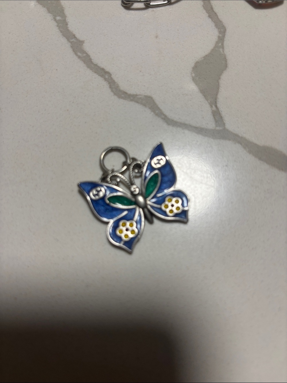 Gucci Blue & Green Enamel Butterfly Necklace Charm